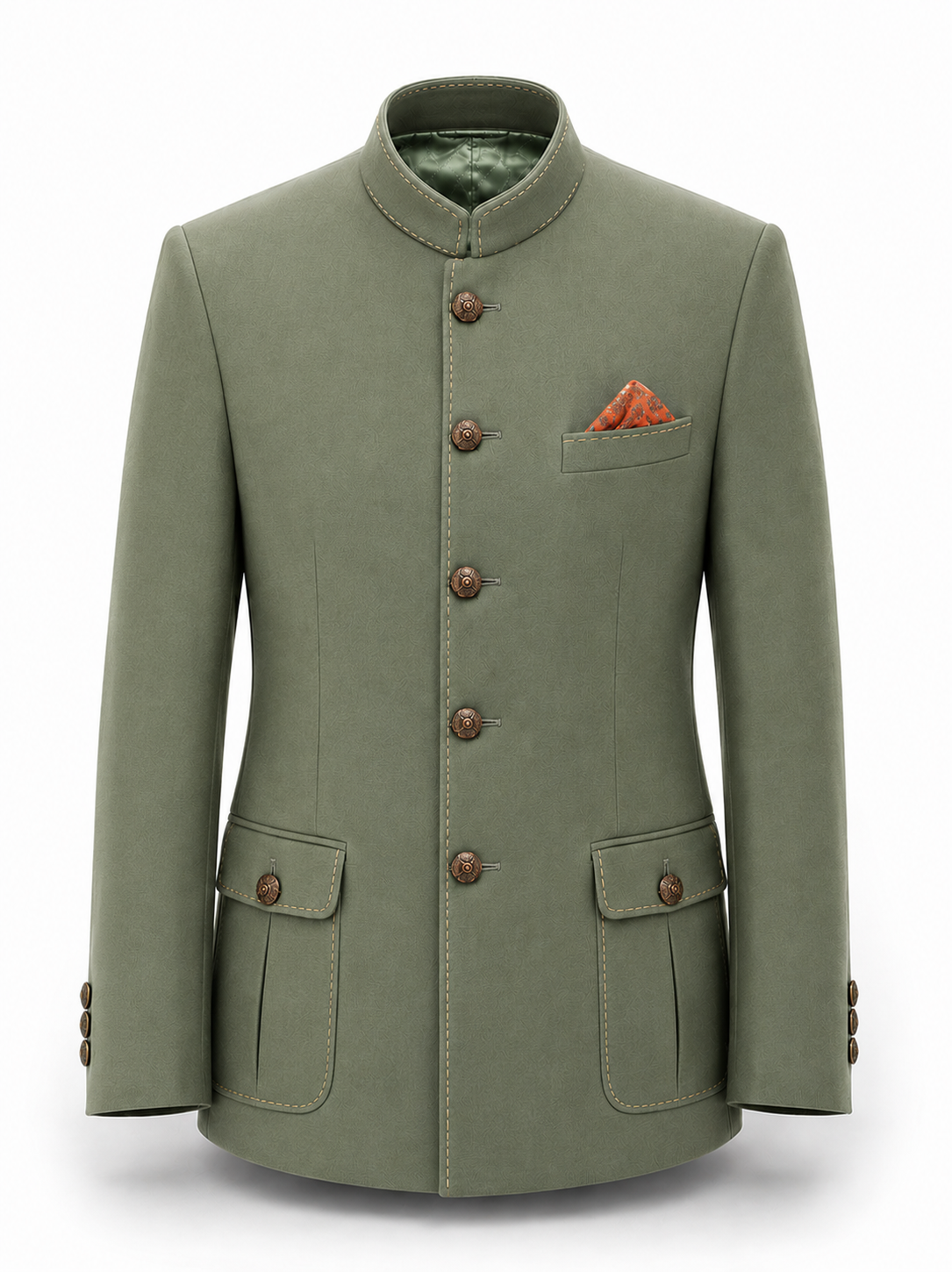 Sage Olive Premium Wool Bandhgala