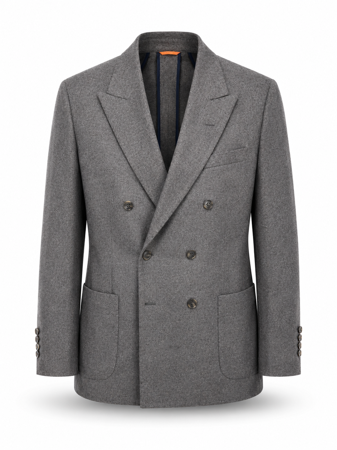 Charcoal Grey Double-Breasted Flannel Blazer