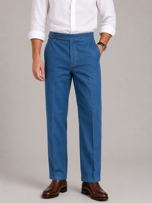 Vintage Blue Gurkha Denim Trousers