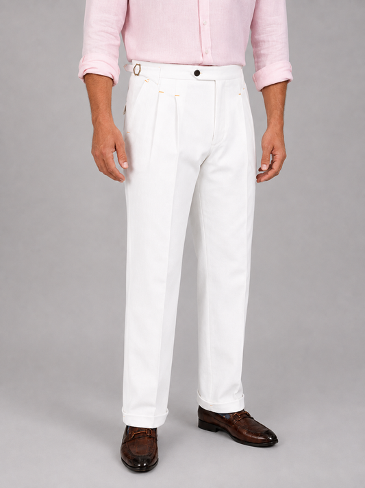 Boot-Cut White Gurkha Denim