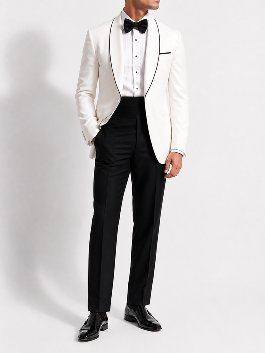 White Piped Tuxedo