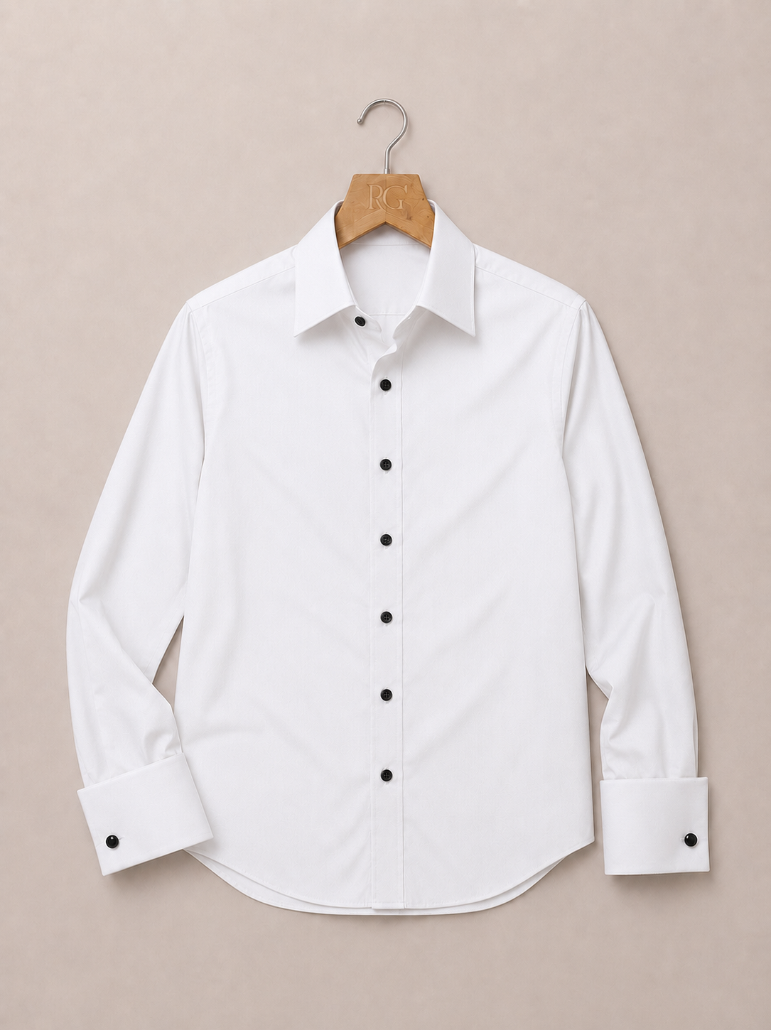 White Giza Cotton Tuxedo French Cuff Shirt