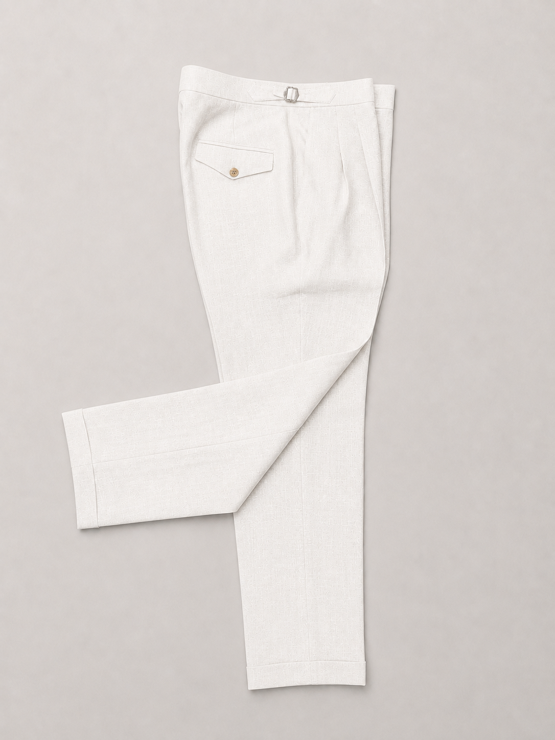 White Linen 2 Pleat Trousers