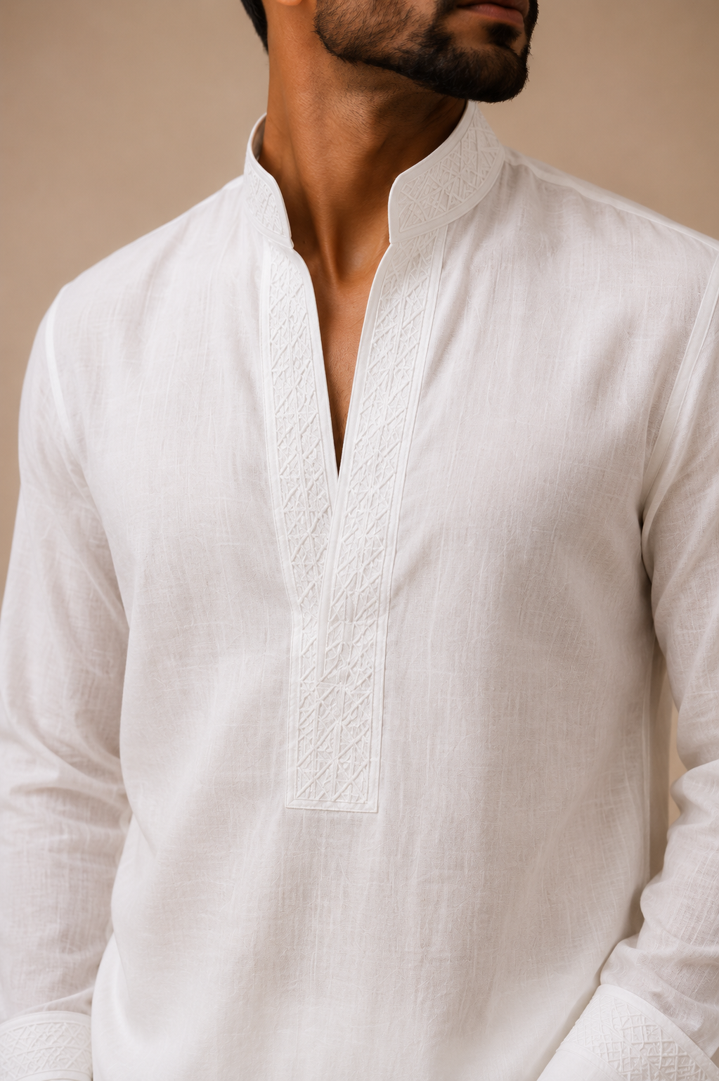 Ivory Heritage Embroidered Kurta