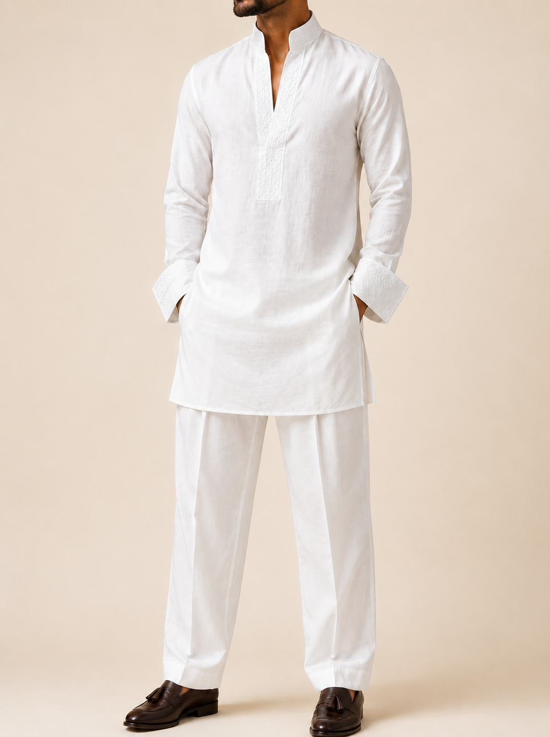 Ivory Heritage Embroidered Kurta